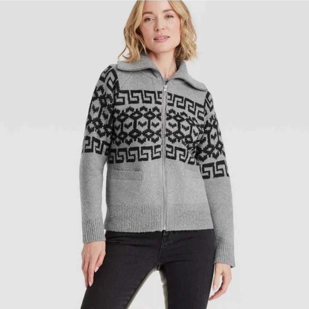NWT Universal Thread Gray Zip Up  Sweater Cardigan Size L